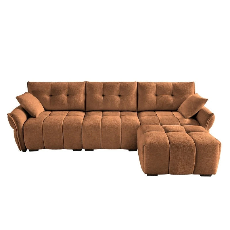 110.2 Chenille Three Seater Upholstered Sofa, 1 Ottoman