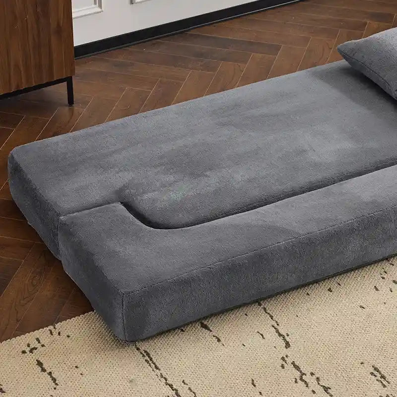 Divano Sezionale Trasformabile con 3 Sgabelli Pouf - Letto Pieghevole in Schiuma di Supporto, Chaise Longue Compatta in ciniglia