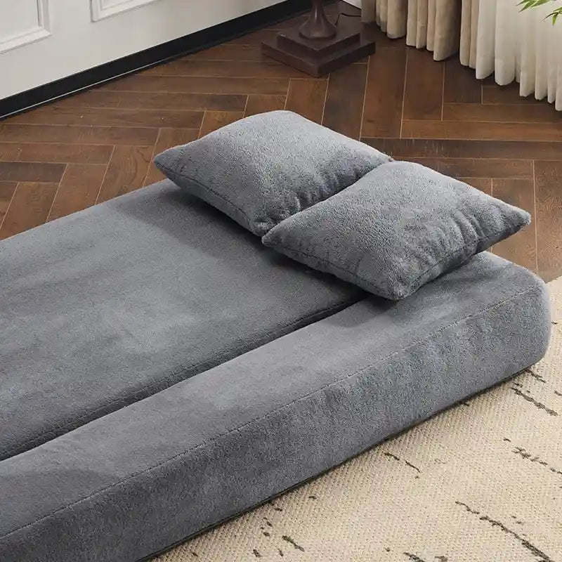 Divano Sezionale Trasformabile con 3 Sgabelli Pouf - Letto Pieghevole in Schiuma di Supporto, Chaise Longue Compatta in ciniglia
