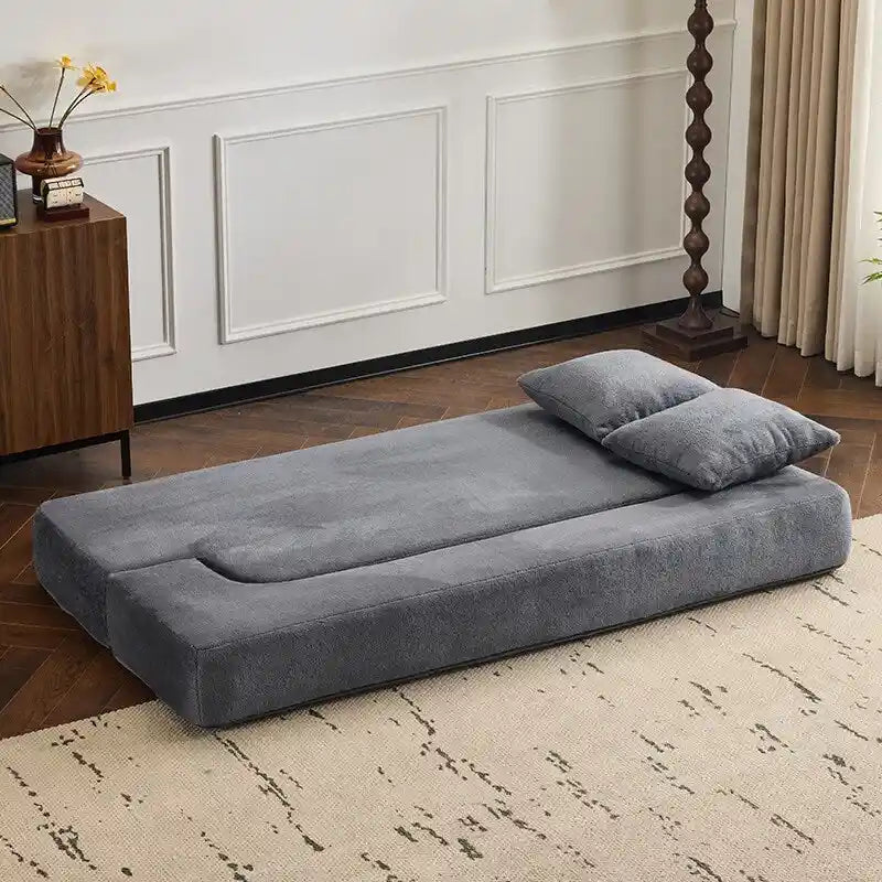 Divano Sezionale Trasformabile con 3 Sgabelli Pouf - Letto Pieghevole in Schiuma di Supporto, Chaise Longue Compatta in ciniglia