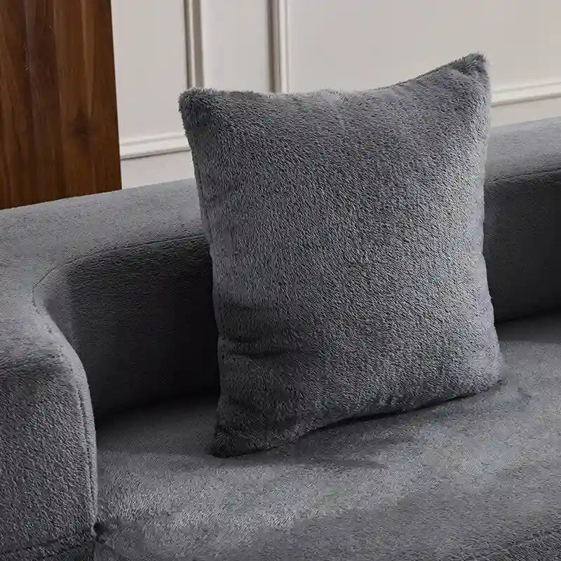 Divano Sezionale Trasformabile con 3 Sgabelli Pouf - Letto Pieghevole in Schiuma di Supporto, Chaise Longue Compatta in ciniglia