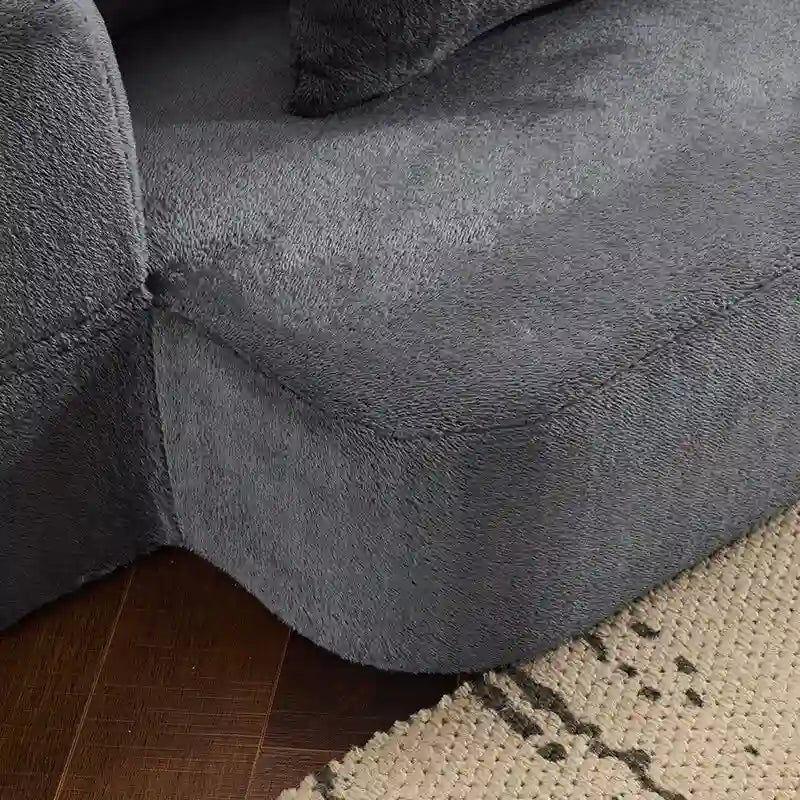 Divano Sezionale Trasformabile con 3 Sgabelli Pouf - Letto Pieghevole in Schiuma di Supporto, Chaise Longue Compatta in ciniglia