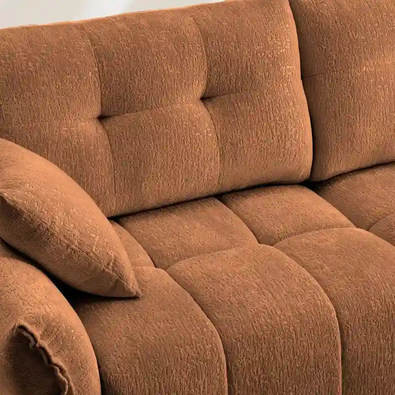 110.2 Chenille 3 Seater Upholstered Sofa, 2 Ottoman