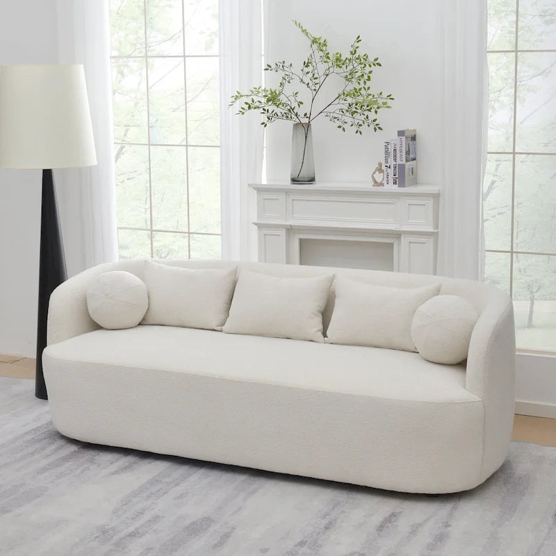 KINWELL Divano a 3 posti imbottito in Sherpa Bouclé, 85 W