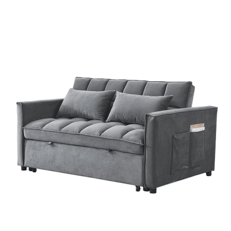 Modern Convertible Futon Sofa Bed,Adjustable Backrest,Armrest Holders
