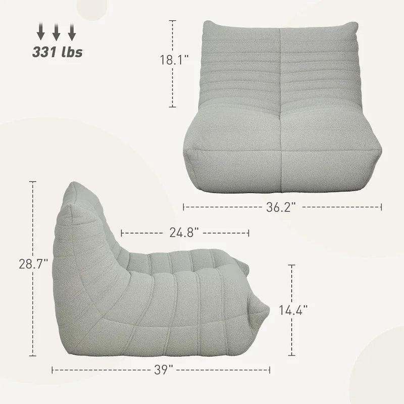HOMCOM Bean Bag Chair for Adults, Giant Fireside Chair Lazy Sofa, Bean Bag Sofa with High Density Comfortable Foam