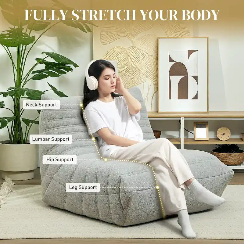 HOMCOM Bean Bag Chair for Adults, Giant Fireside Chair Lazy Sofa, Bean Bag Sofa with High Density Comfortable Foam