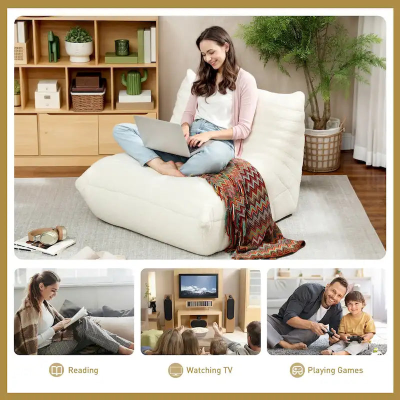 HOMCOM Bean Bag Chair for Adults, Giant Fireside Chair Lazy Sofa, Bean Bag Sofa with High Density Comfortable Foam
