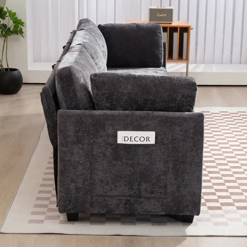 111.42 Chenille Upholstered Three Seater Sofa