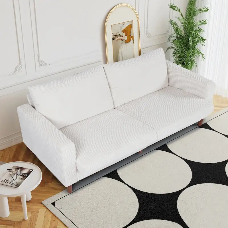 82.68 in. L Corduroy Mid-Century Modern Rectangle 2-Seater Loveseat with Square Arm