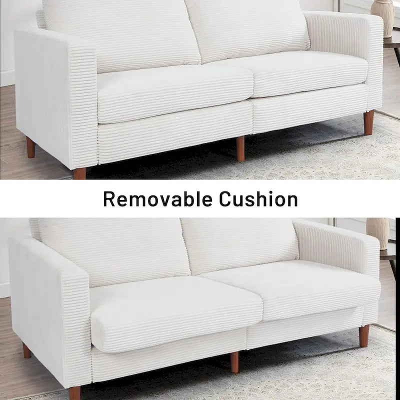 82.68 in. L Corduroy Mid-Century Modern Rectangle 2-Seater Loveseat with Square Arm