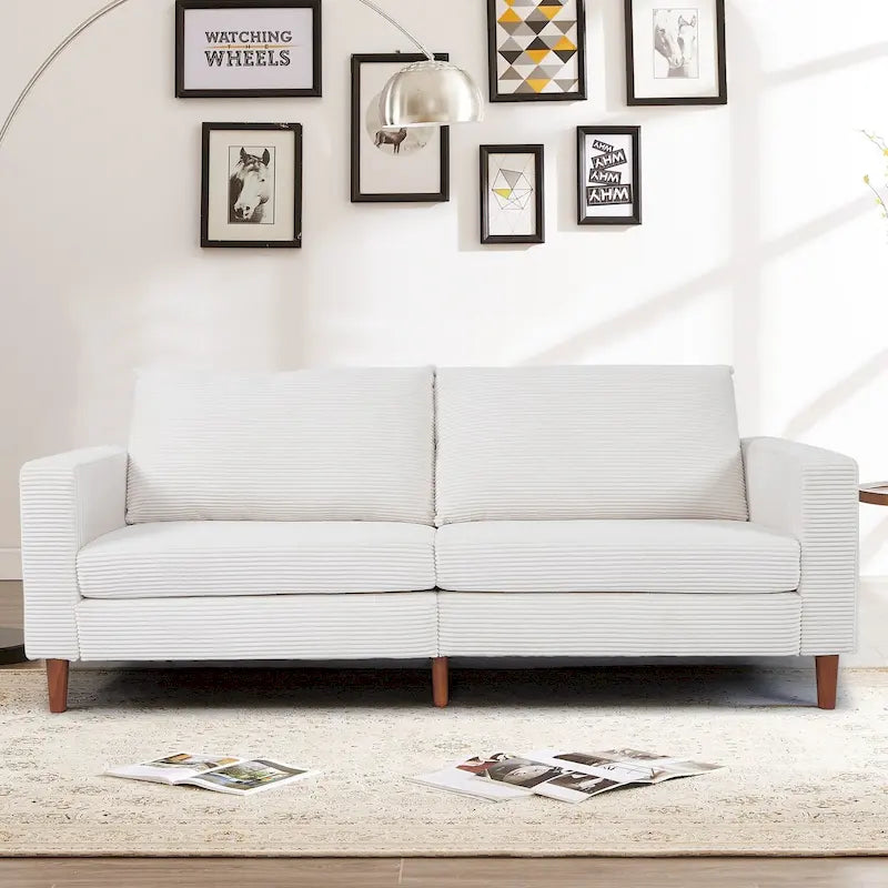 Modern Chenille Convertible Futon Sofa Bed, 82.68  Loveseat Sofa with Square Arm for Living Space