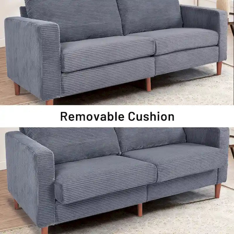 Modern Chenille Convertible Futon Sofa Bed, 82.68  Loveseat Sofa with Square Arm for Living Space