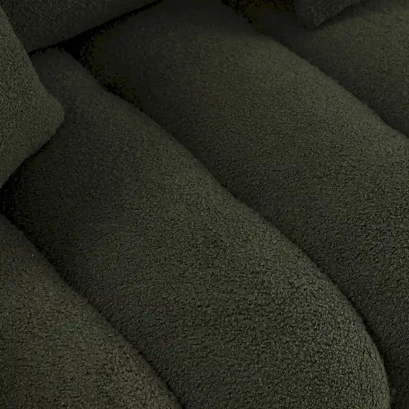 Divano a 3 posti Green Teddy con cuscini posteriori e struttura in legno