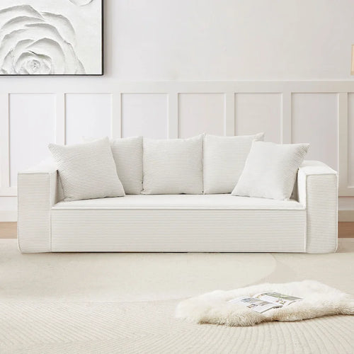 88.97 corduroy modulaire driezitsbank met 5 sierkussens en ruim ontwerp