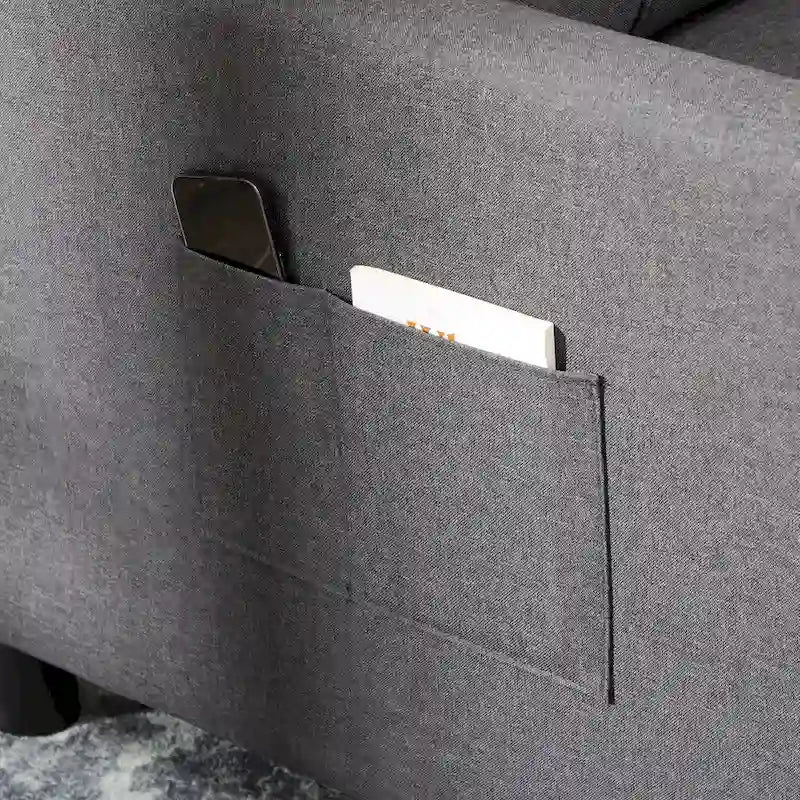 Divano Letto Singolo Convertibile in Poliestere Grigio Scuro con Schienale Regolabile