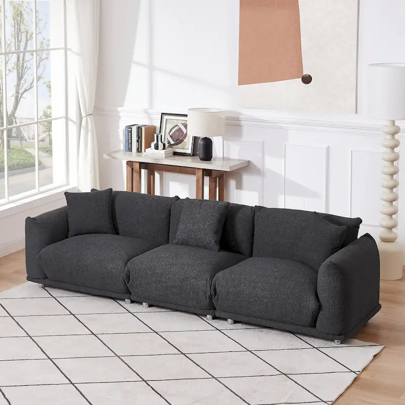 Modern 111 Oversized 3-seater Sofa with Metal Legs and Solid Wood Frame for Living Room
