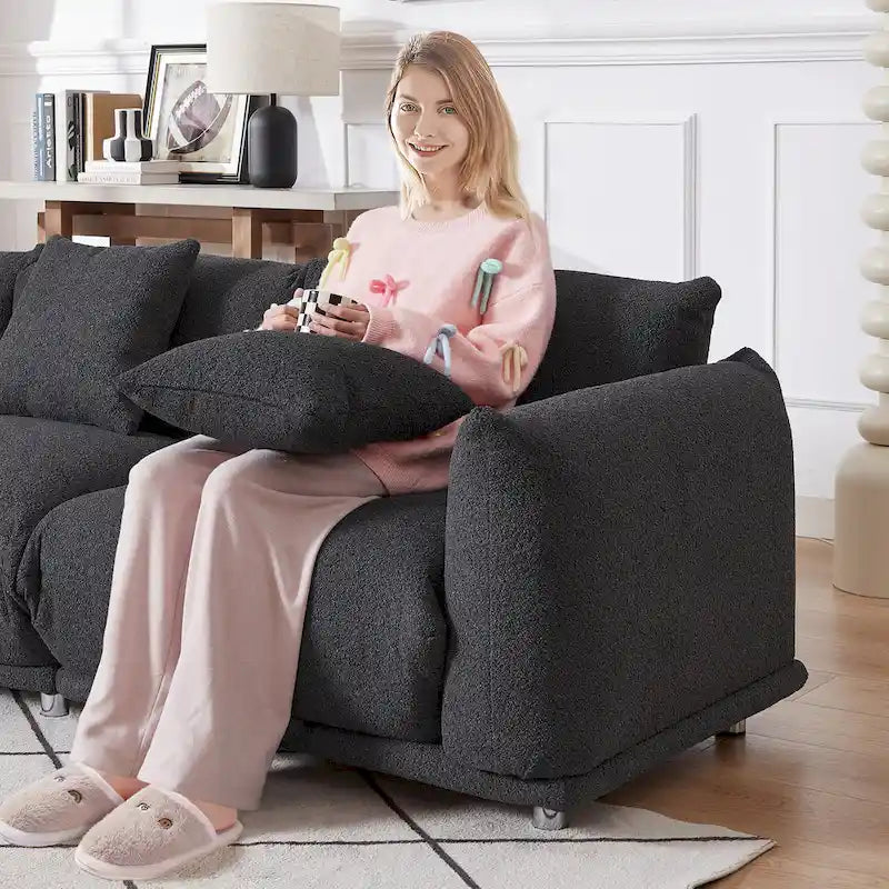 Modern 111 Oversized 3-seater Sofa with Metal Legs and Solid Wood Frame for Living Room