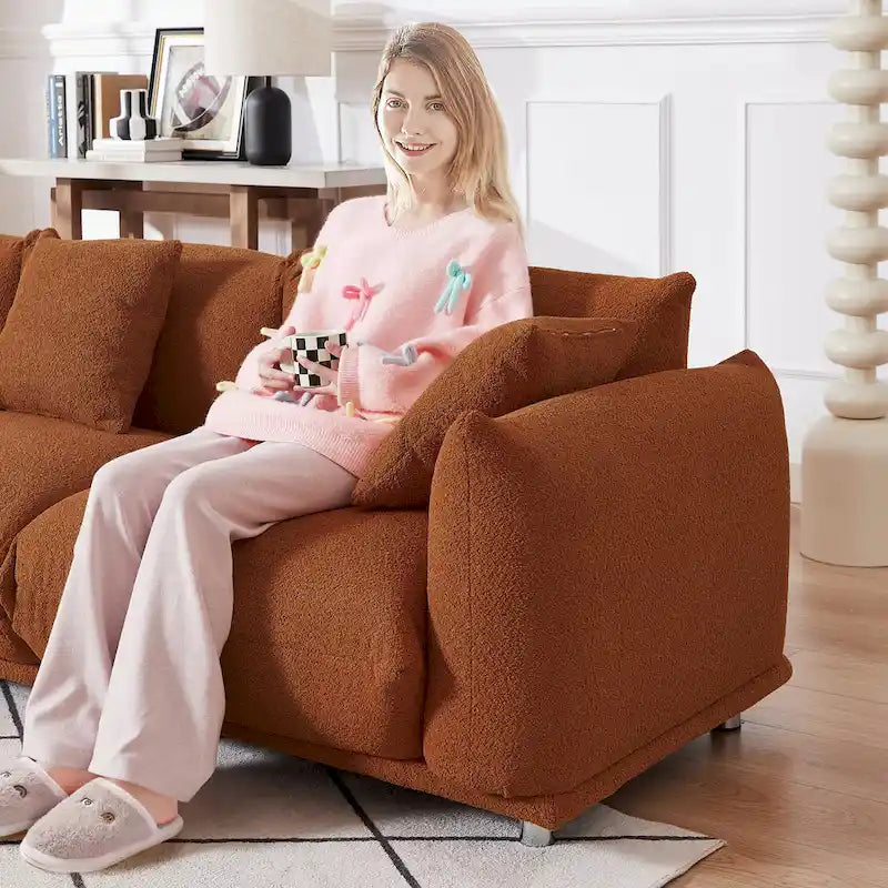 Modern 111 Oversized 3-seater Sofa with Metal Legs and Solid Wood Frame for Living Room