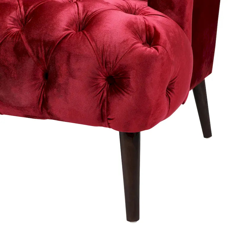 Wine Red Modern 73.25 Button Tufted 3-seater Sofa with Birch Wood Legs for Living Room