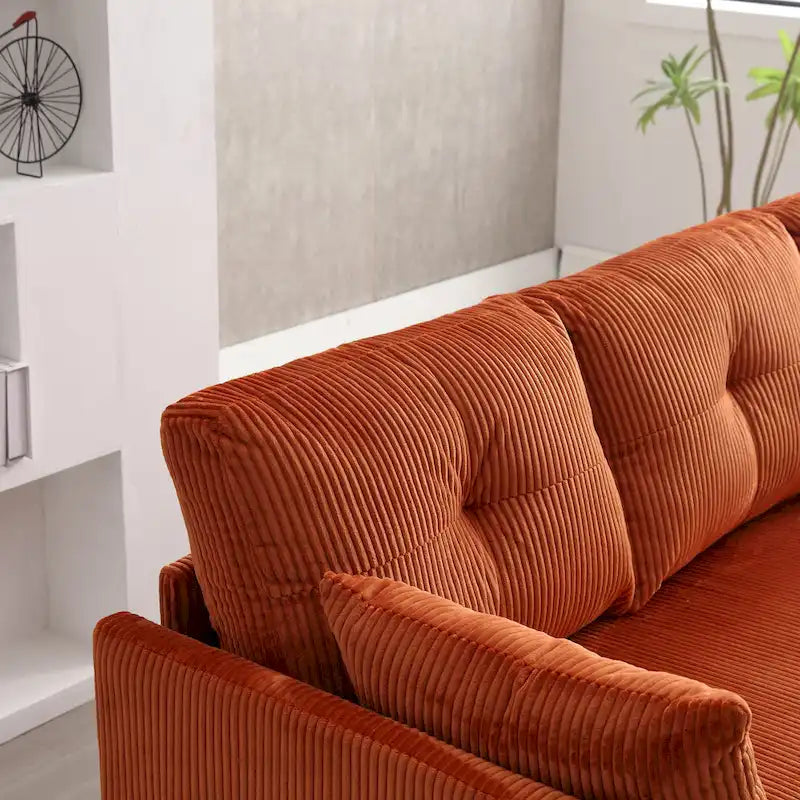 Orange 81.1 L-Shaped Fabric Sofa: Reversible Chaise, Storage, Solid Wood Frame, and Foam Seating
