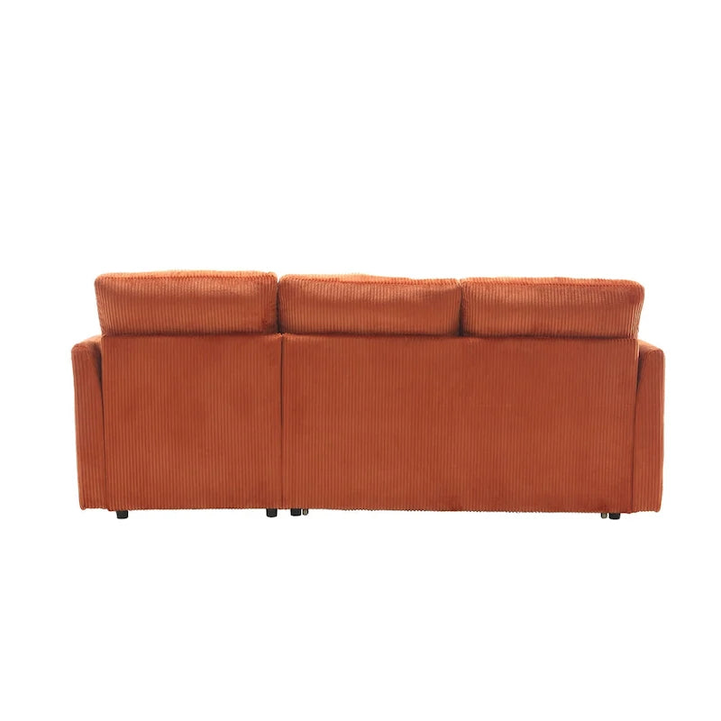Orange 81.1 L-Shaped Fabric Sofa: Reversible Chaise, Storage, Solid Wood Frame, and Foam Seating