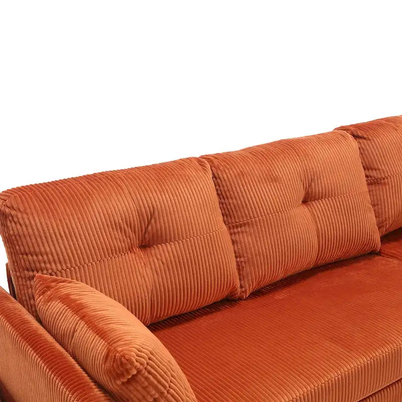Orange 81.1 L-Shaped Fabric Sofa: Reversible Chaise, Storage, Solid Wood Frame, and Foam Seating