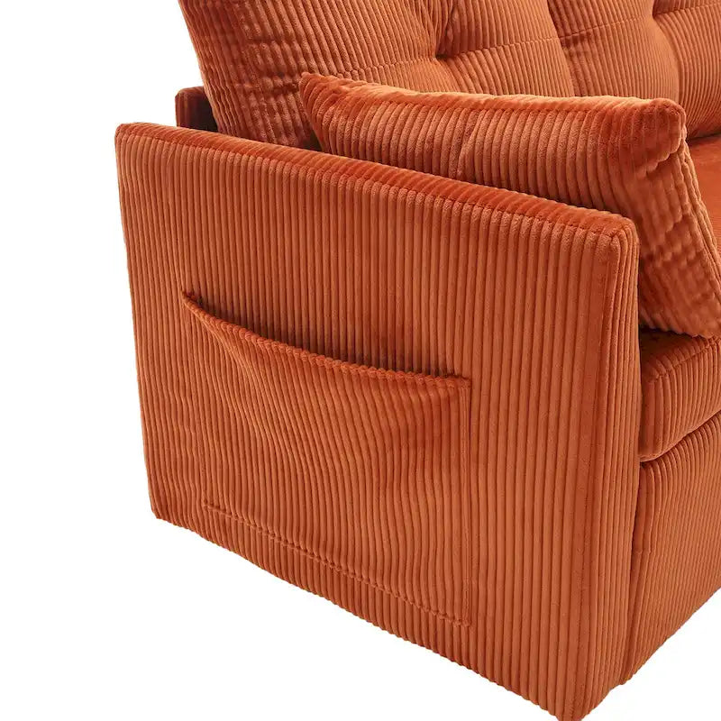 Orange 81.1 L-Shaped Fabric Sofa: Reversible Chaise, Storage, Solid Wood Frame, and Foam Seating