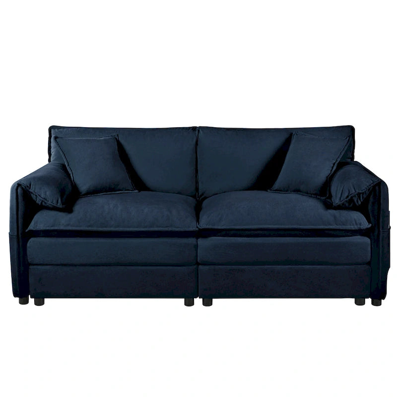 64 Oversized Chenille 2-Seater Sofa with DIY Combo & Storage Pockets