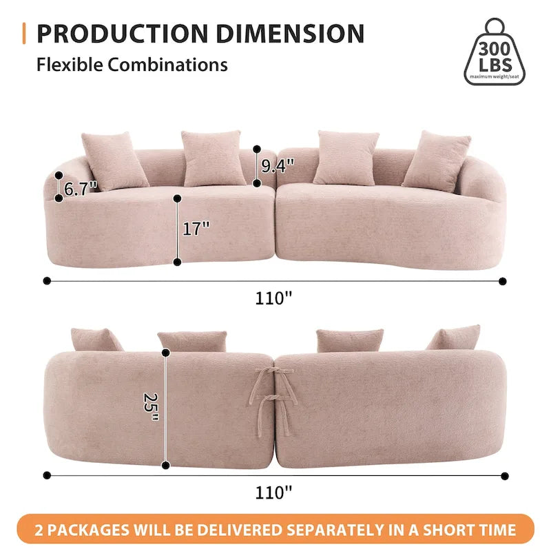 110 Foam Classic 4-Seater Sofa with 4 Pillows for Apartment