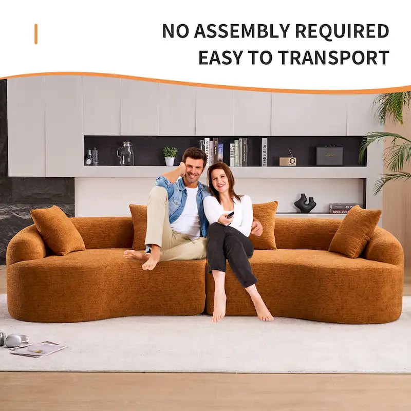110 Foam Classic 4-Seater Sofa with 4 Pillows for Apartment