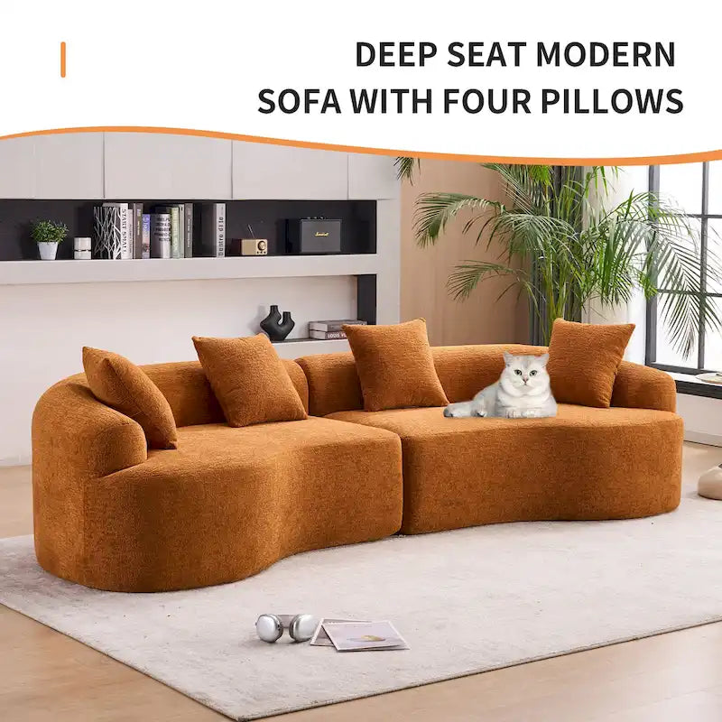 110 Foam Classic 4-Seater Sofa with 4 Pillows for Apartment