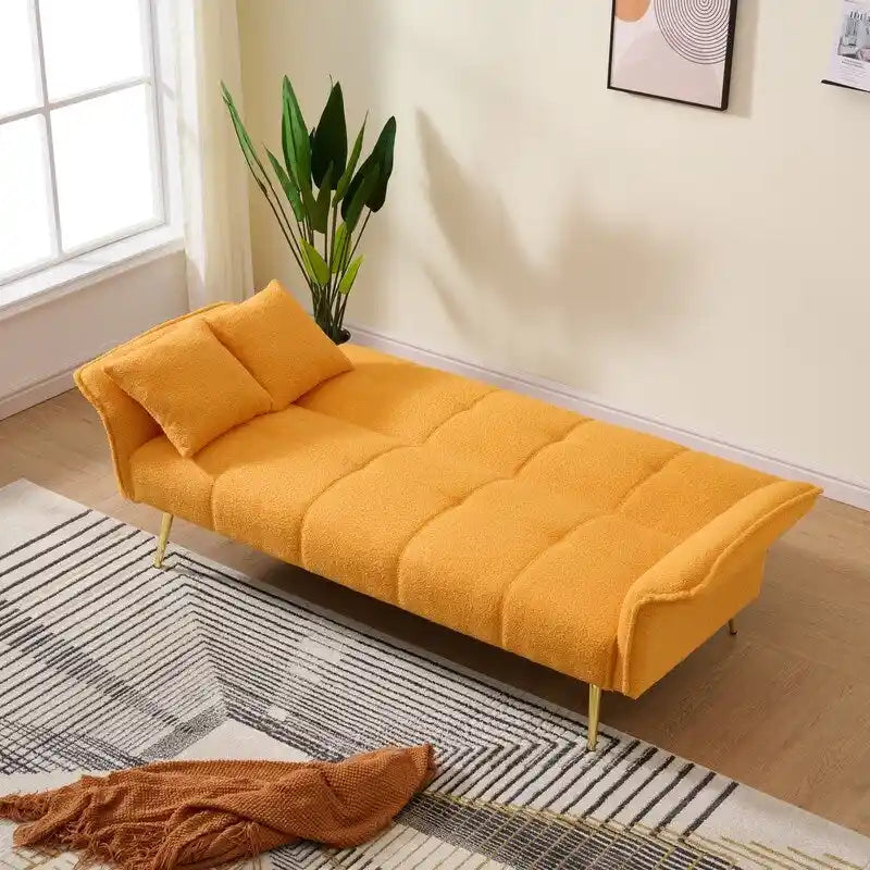 79.92 Teddy Velvet Upholstered Sofa Bed with Adjustable Back and Armrests