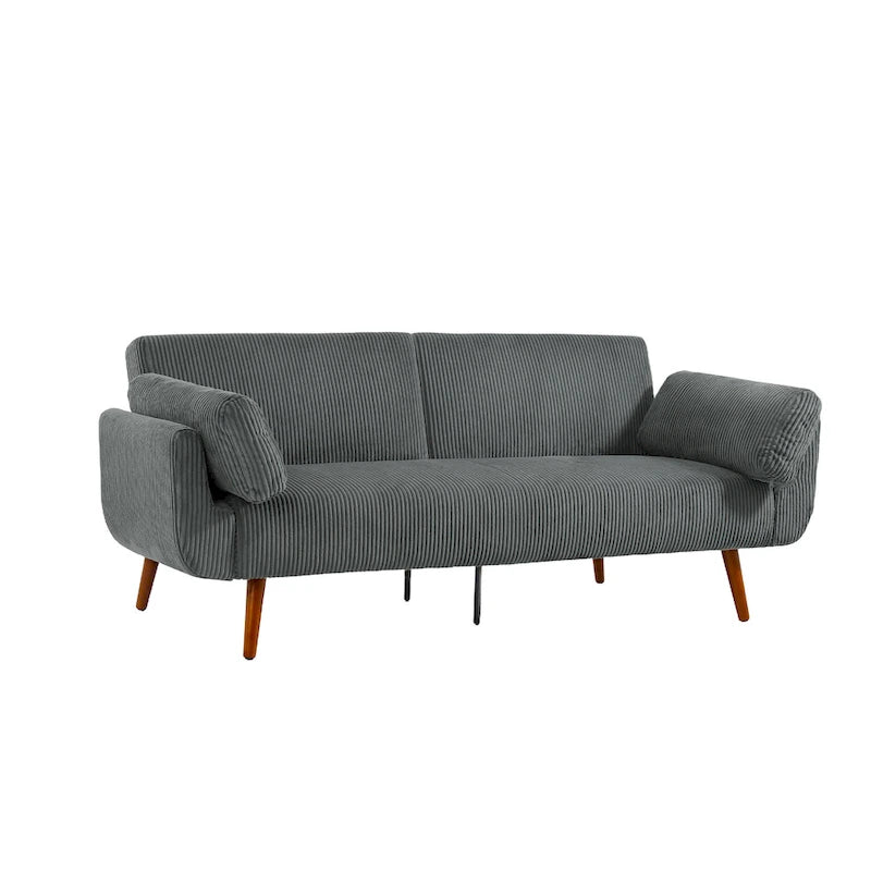 73 W Upholstered Corduroy Convertible Sleeper Sofa Bed with Pillows
