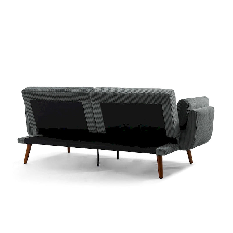73 W Upholstered Corduroy Convertible Sleeper Sofa Bed with Pillows