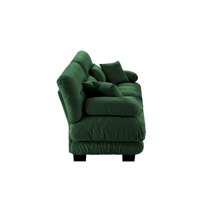 Cloud Couch 2 Seater Sofa for Living Room, Chenille 2 - Seat sofa with 2 Lumbar pillows and 2 throw pillows,Chenille Green