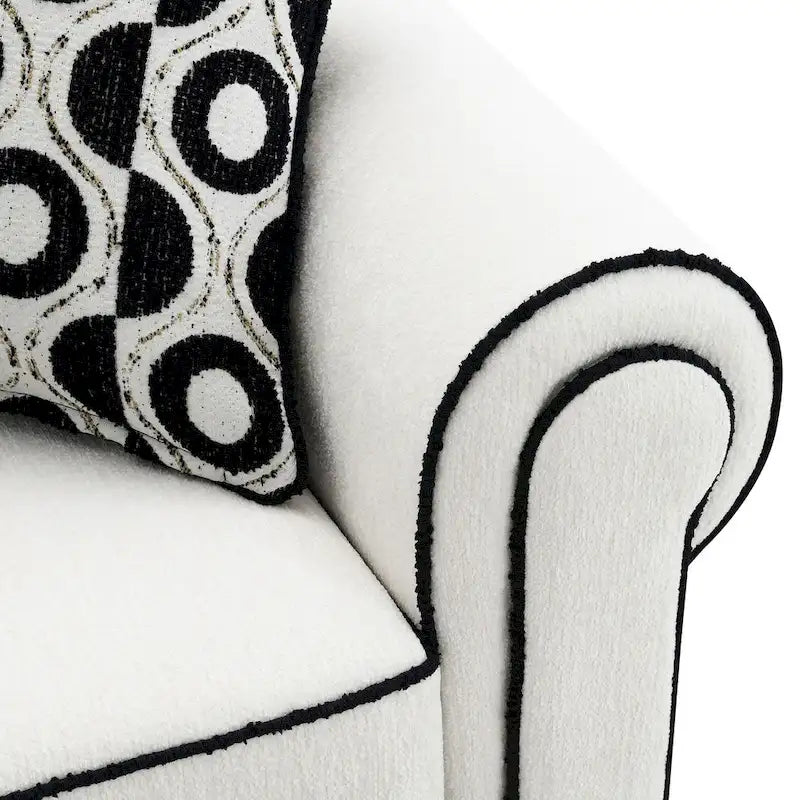 Furniture of America Anastasia White Chenille Sofa with Accent Pillows