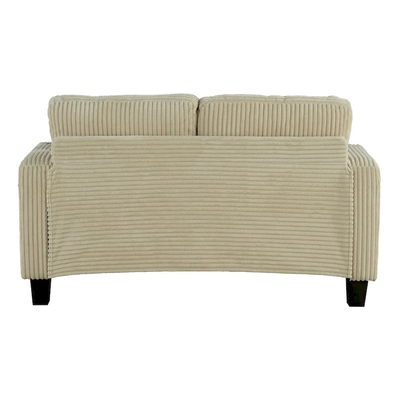 61 Contemporary Corduroy Loveseat Sofa with 2 Pillows and Cup Holder