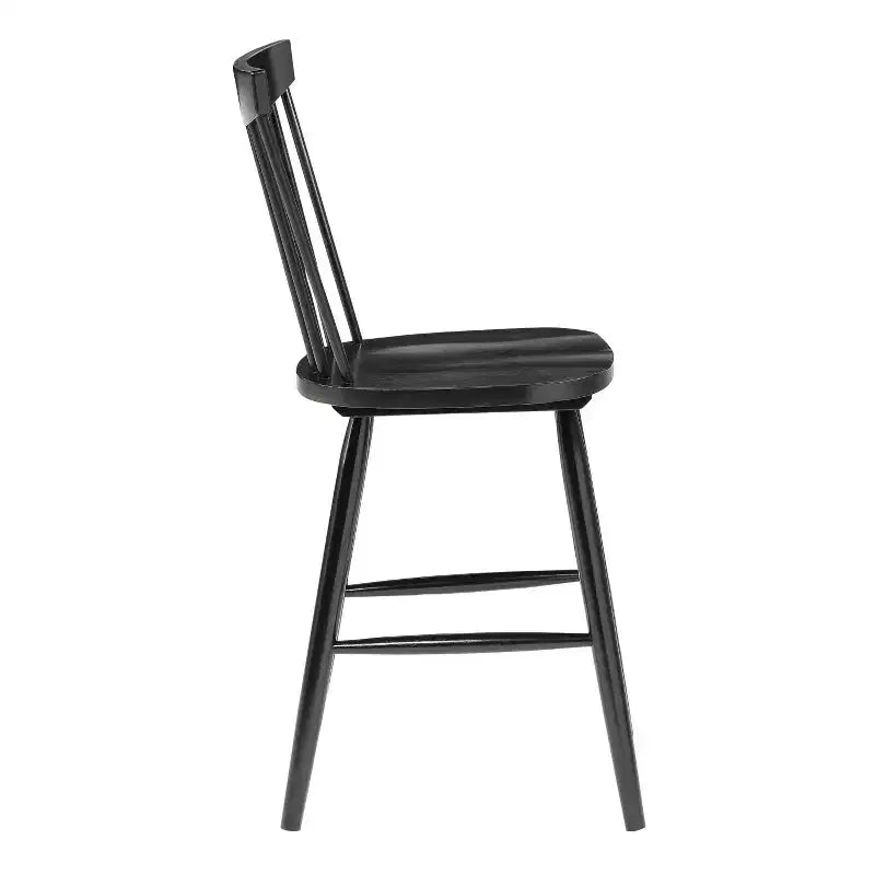 Counter Height Barstool, Windsor Style, Solid Rubberwood, Armless, 26" Seat Height, 19"W x 21.25"D