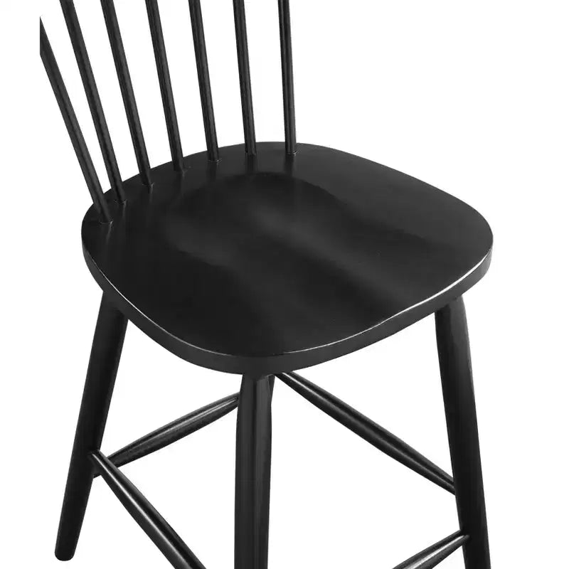 Counter Height Barstool, Windsor Style, Solid Rubberwood, Armless, 26" Seat Height, 19"W x 21.25"D