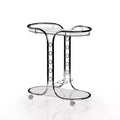 24/7 Shop At Home Kentrik Glass Top Serving Cart Chrome: Modern Tea Cart with Mirror Finish, Fixed Shelves