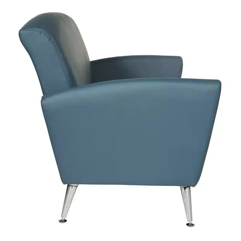 Loveseat with Chrome Legs, Bonded Leather Upholstery, Antimicrobial, 59"W x 33.75"D x 35.88"H, Holds up to 500 lbs