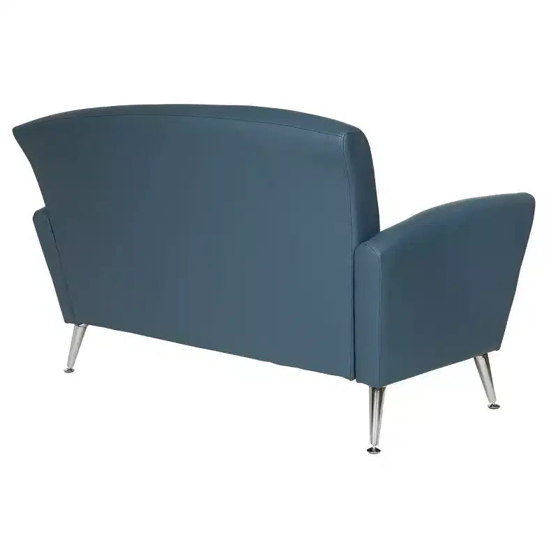Loveseat with Chrome Legs, Bonded Leather Upholstery, Antimicrobial, 59"W x 33.75"D x 35.88"H, Holds up to 500 lbs