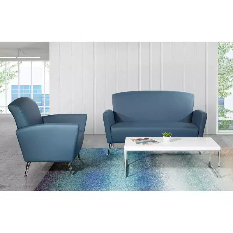 Loveseat with Chrome Legs, Bonded Leather Upholstery, Antimicrobial, 59"W x 33.75"D x 35.88"H, Holds up to 500 lbs