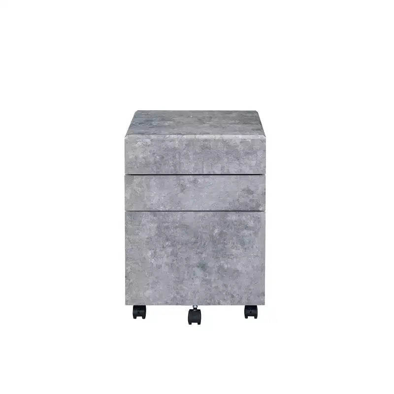 3-Drawer File Cabinet with Caster Wheels, Faux Concrete Finish, 16"W x 19"D x 22"H