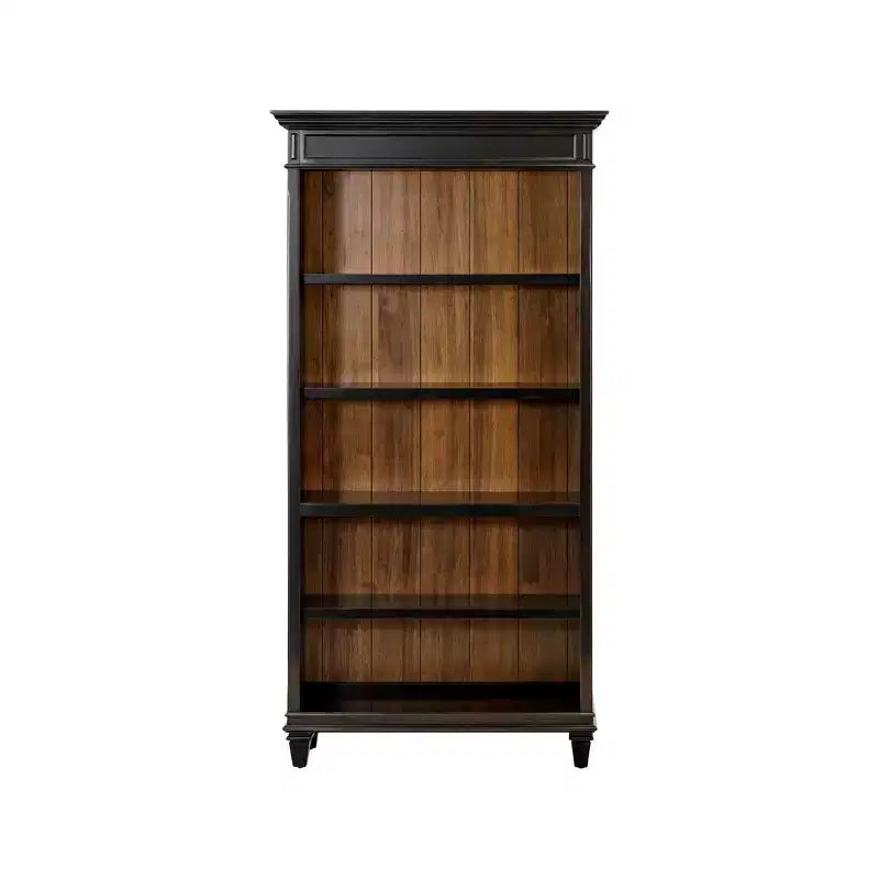 78" Open Bookcase, 5-Shelf, Arched Top, Solid Wood, 40"W x 14"D x 78"H, Brown