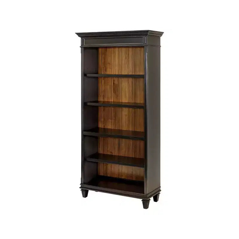 78" Open Bookcase, 5-Shelf, Arched Top, Solid Wood, 40"W x 14"D x 78"H, Brown