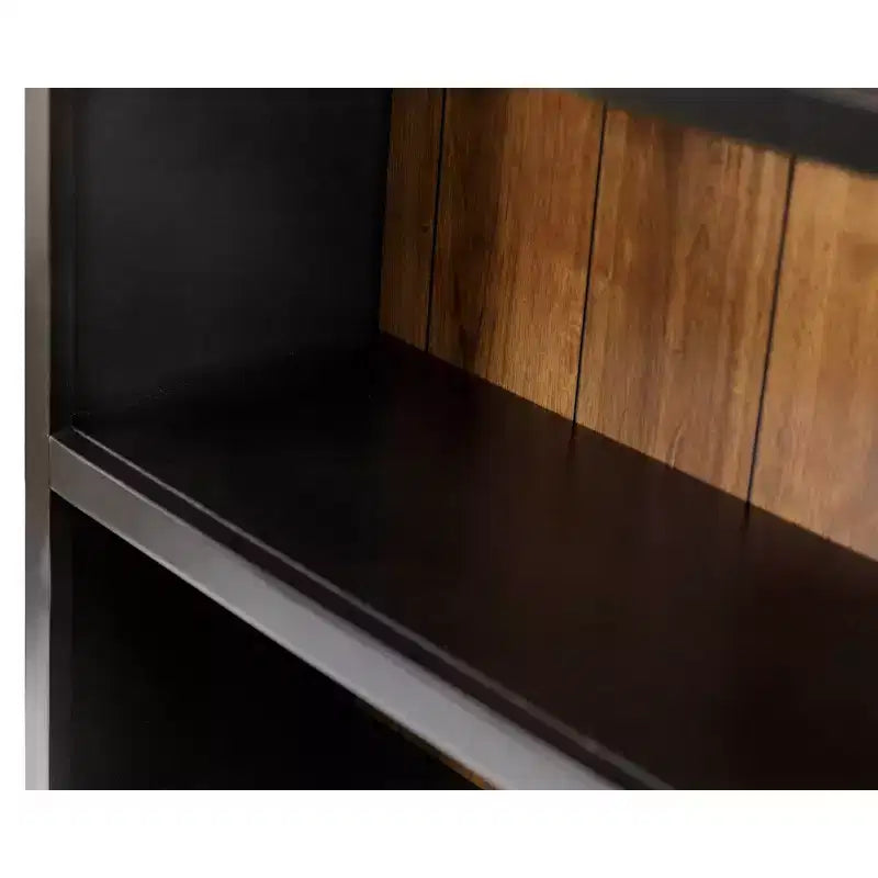 78" Open Bookcase, 5-Shelf, Arched Top, Solid Wood, 40"W x 14"D x 78"H, Brown