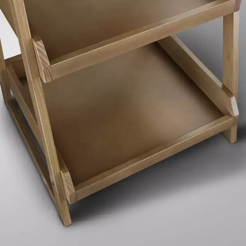 5-Shelf Ladder Bookcase, Solid Pine Wood, Open Back, 22.5"W x 19.5"D x 74"H, Alpine Gray