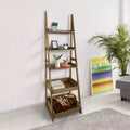 Libreria a Scala a 5 Ripiani, Legno Massello di Pino, Schienale Aperto, 57 cm L x 50 cm P x 188 cm H, Grigio Alpino
